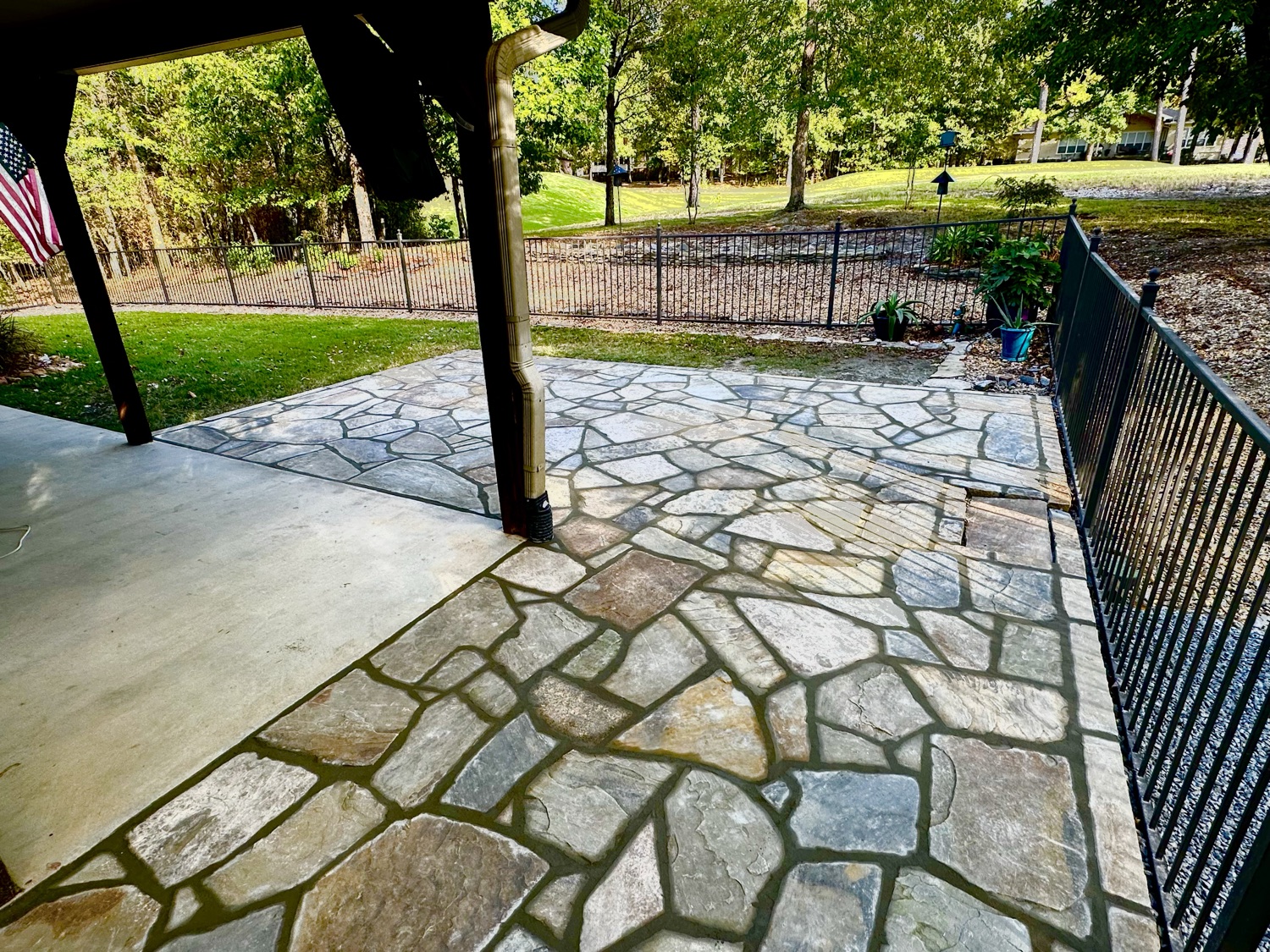 Flagstone patio overlooking the golf course