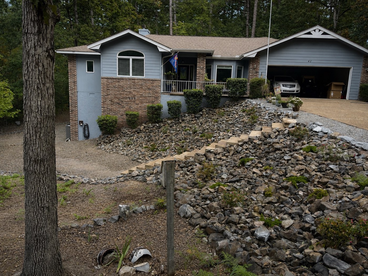 Eroded, bare slope before landscaping